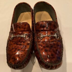 Cole Haan patent leather tortoiseshell, patterned driving loafers size 7